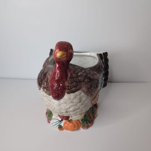 World Bazaar Retro 90s Turkey Bird Farmhouse Cottage Ceramic Bowl Flower Pot - Picture 3 of 9